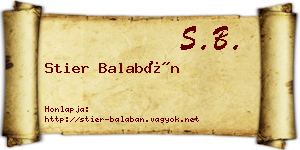 Stier Balabán névjegykártya